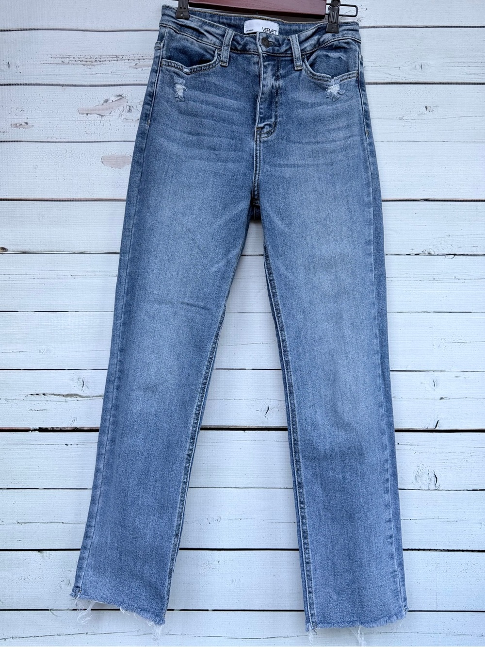 Vervet High Rise Raw Hem Straight Leg Jeans - Size 27